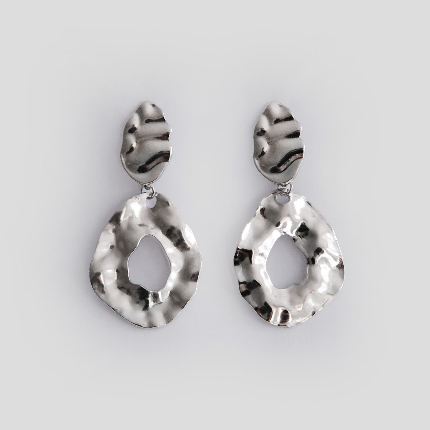 Susanna Irregular Oval Drop Earrings Silver