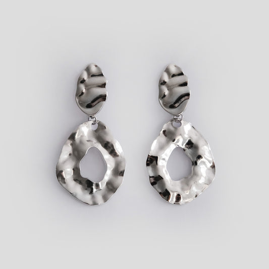 Susanna Irregular Oval Drop Earrings Silver