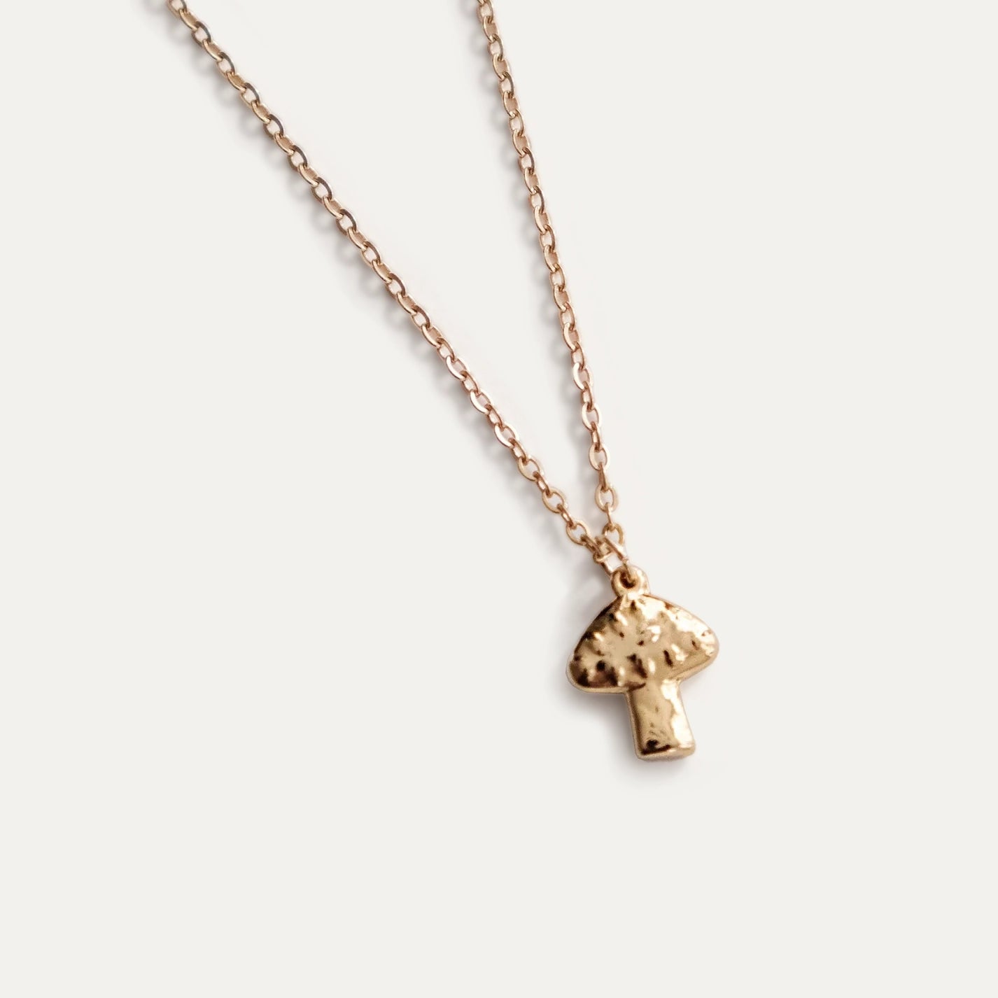 Mushroom Pendant Necklace Gold