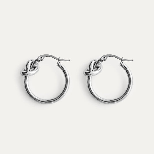 Knot Hoop Earrings Silver