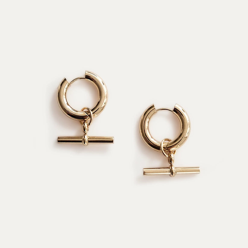 T-Bar Hoop Earrings Gold