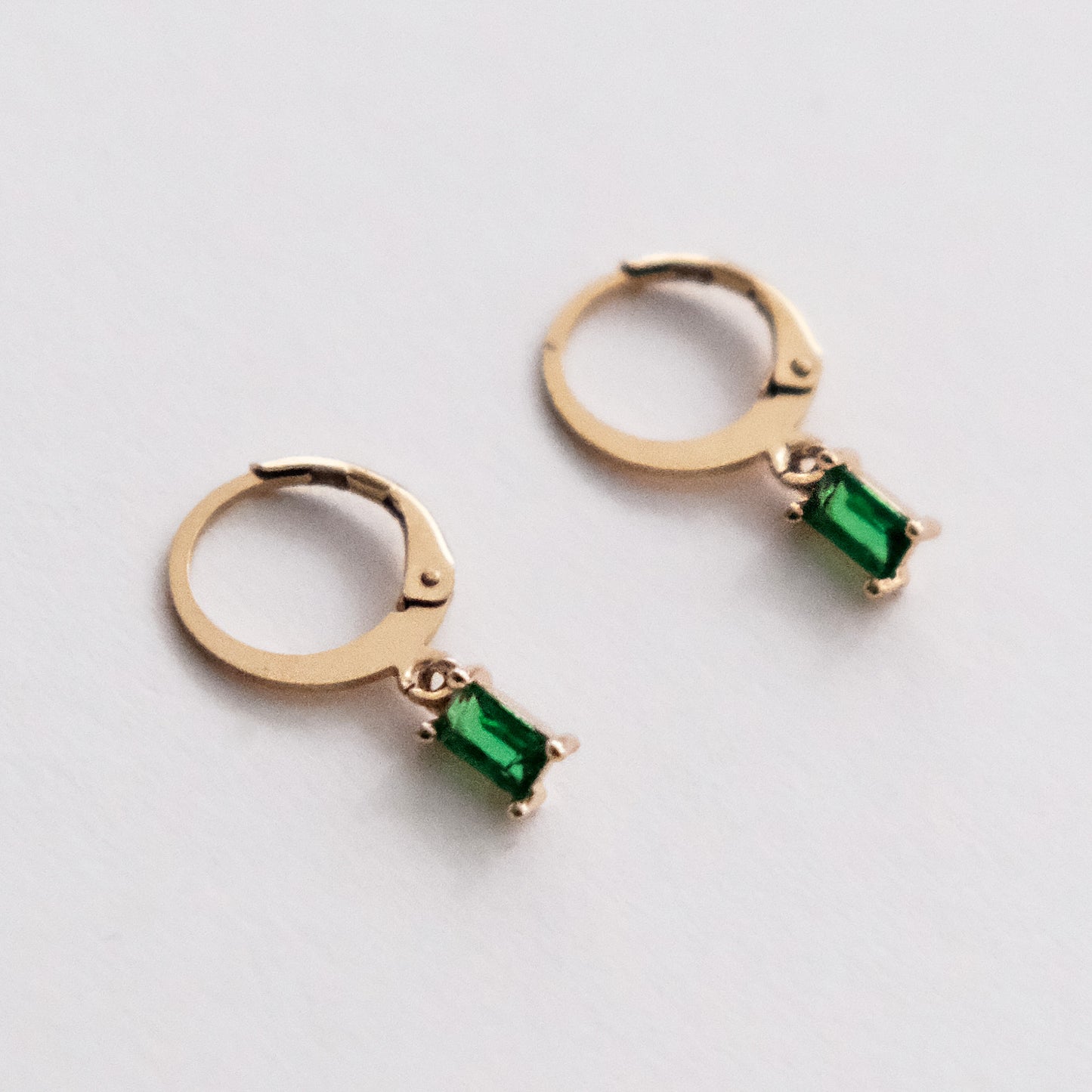 Olivia Green Charm Huggie Earrings Green/Gold