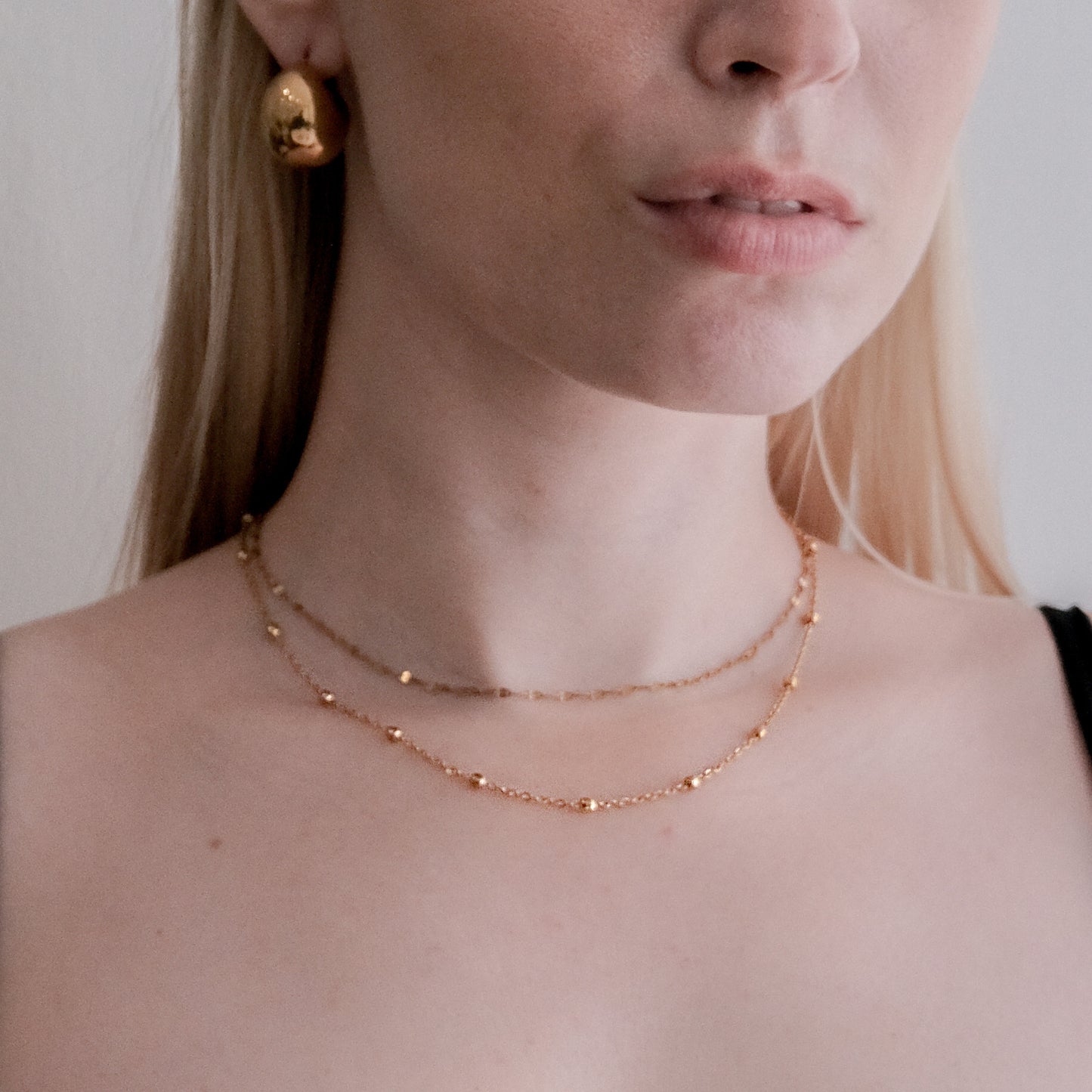 Beaded Ball Chain Necklace Gold