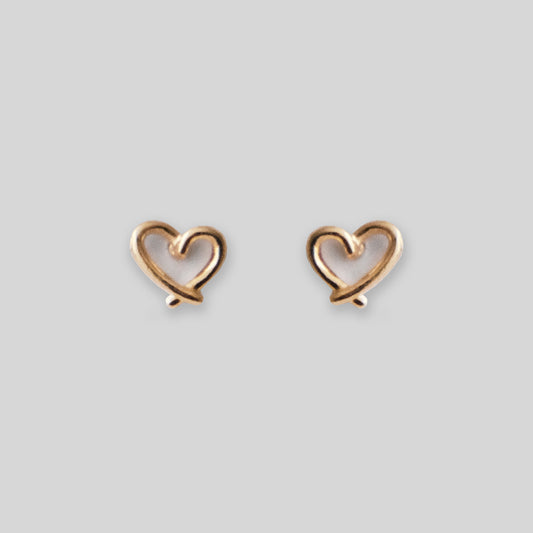 Mini Heart Stud Earrings Gold