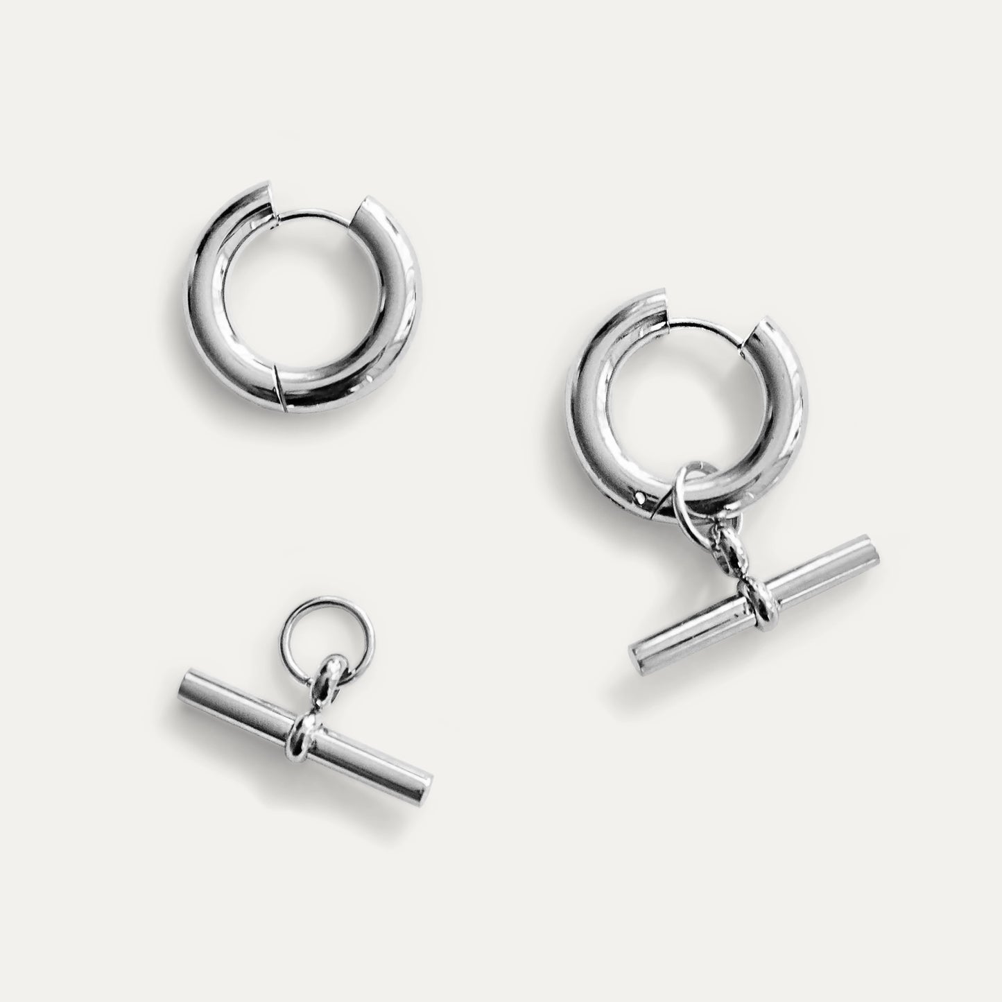 T-Bar Hoop Earrings Silver