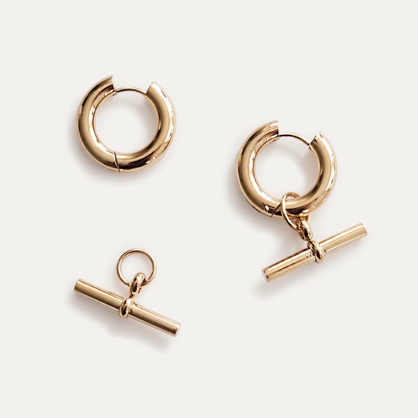 T-Bar Hoop Earrings Gold