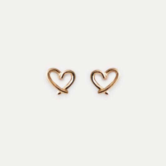 Mini Heart Stud Earrings Gold