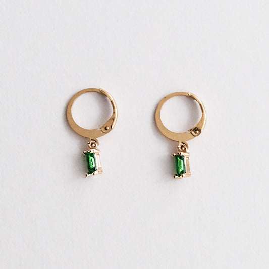 Olivia Green Charm Huggie Earrings Green/Gold