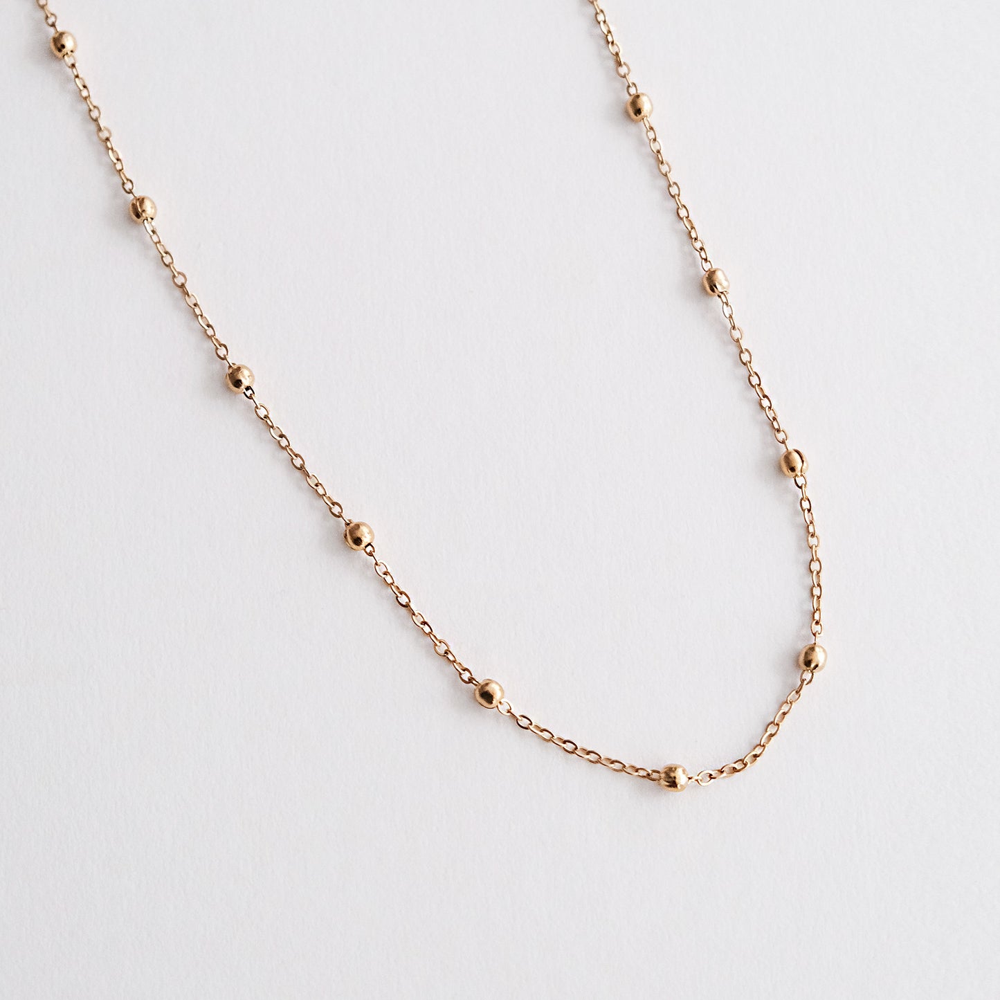 Beaded Ball Chain Necklace Gold