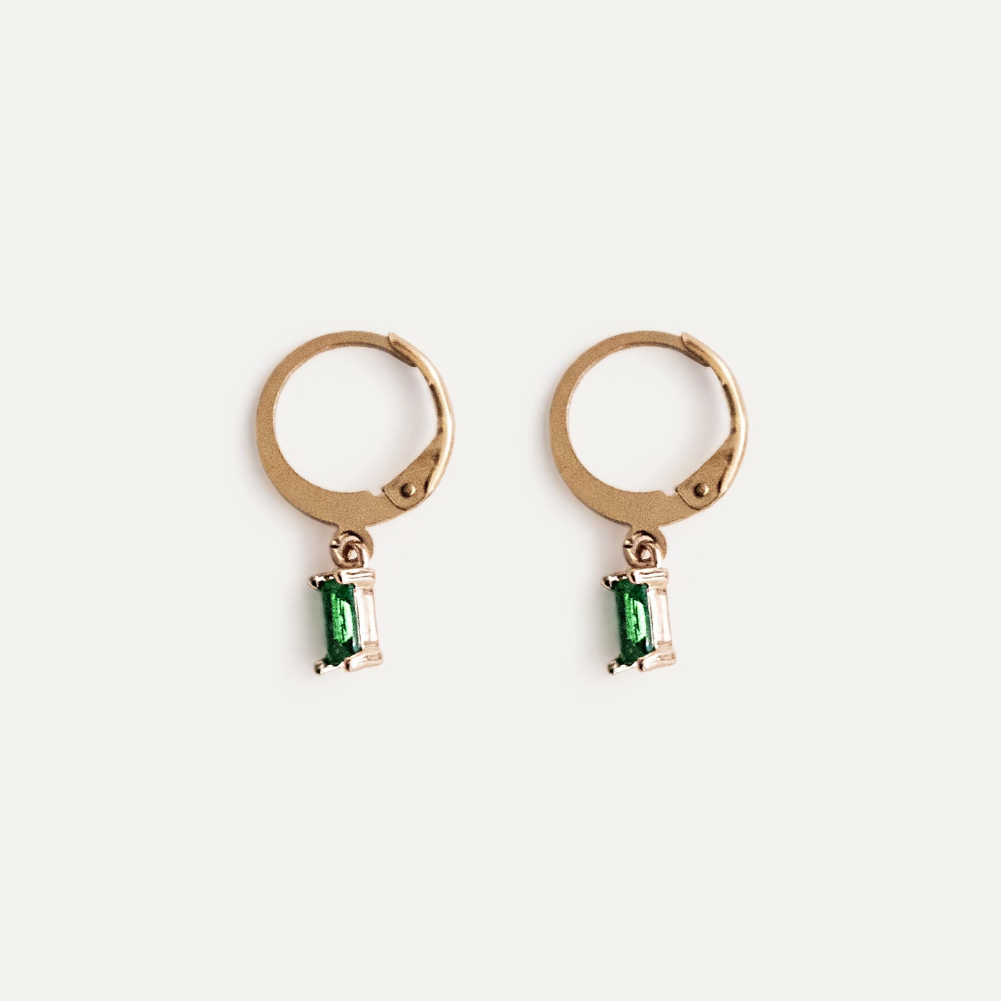 Olivia Green Charm Huggie Earrings Green/Gold