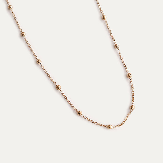 Beaded Ball Chain Necklace Gold