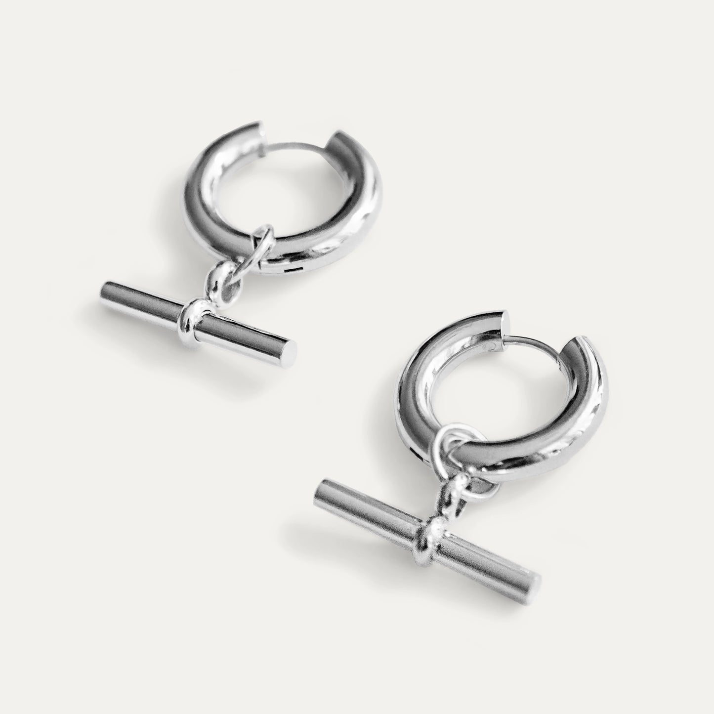 T-Bar Hoop Earrings Silver