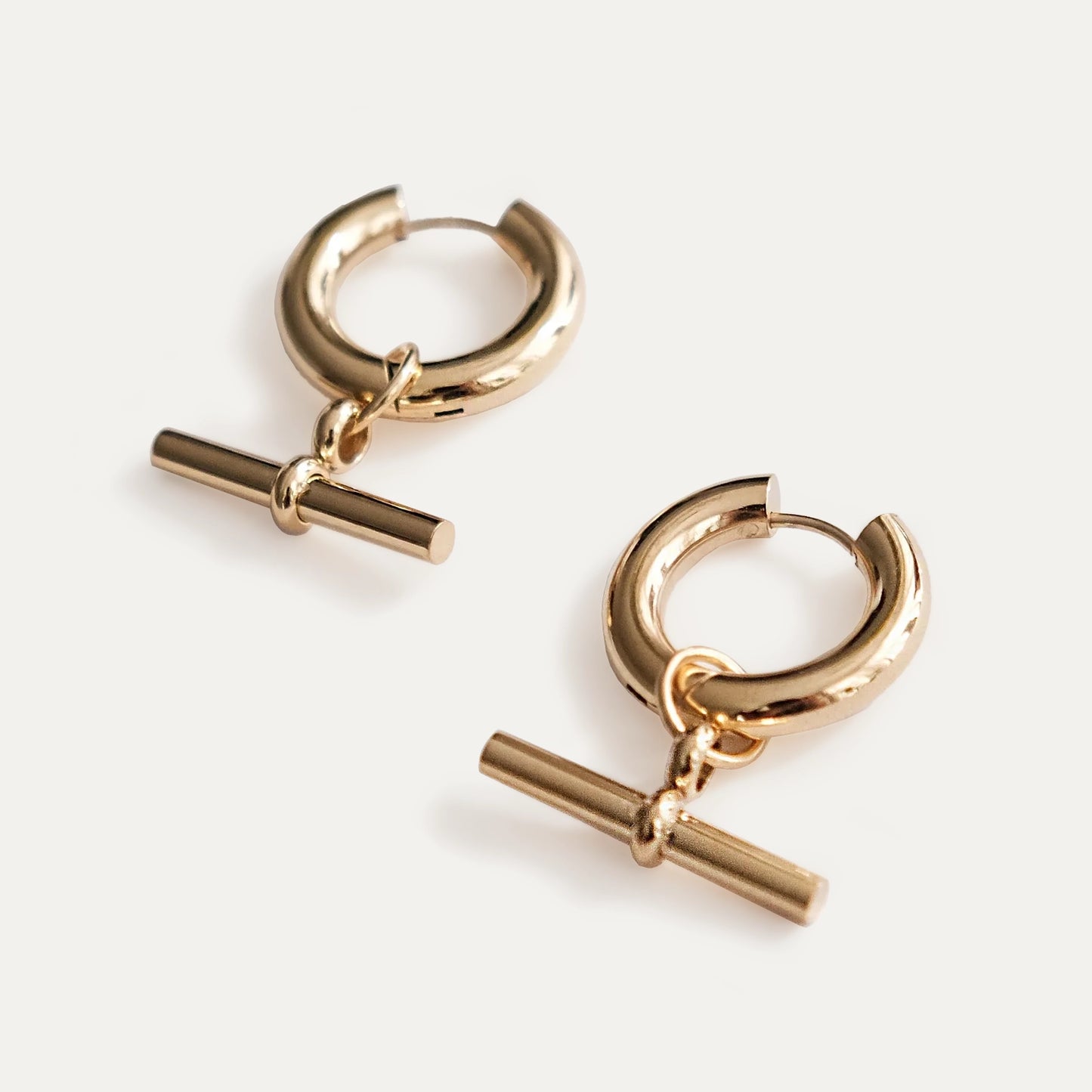 T-Bar Hoop Earrings Gold