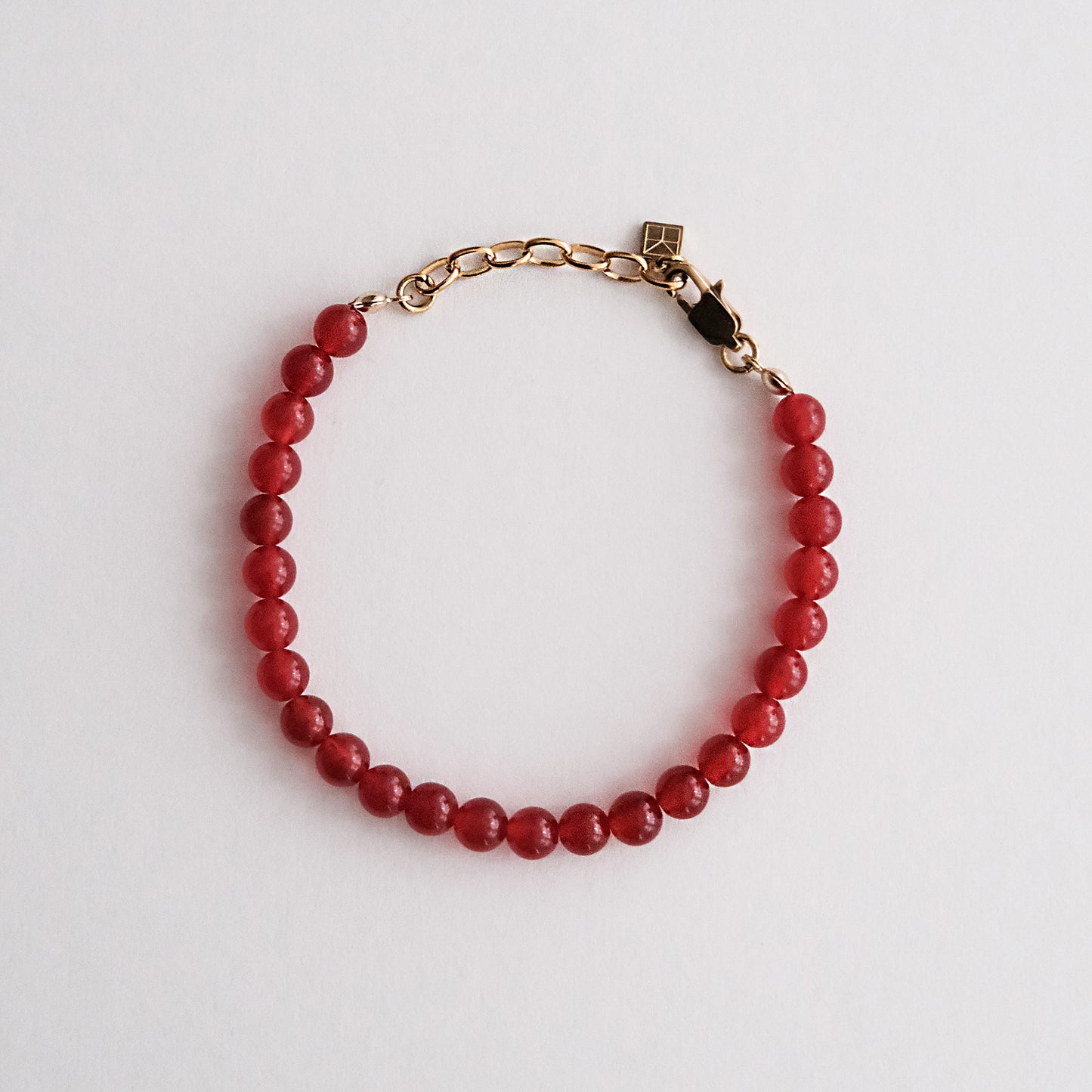 Red Jade Beaded Bracelet Red/Gold