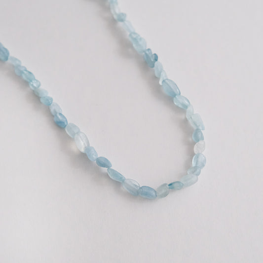 Aquamarine Beaded Necklace Blue/Gold