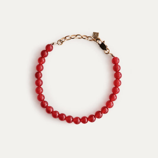 Red Jade Beaded Bracelet Red/Gold