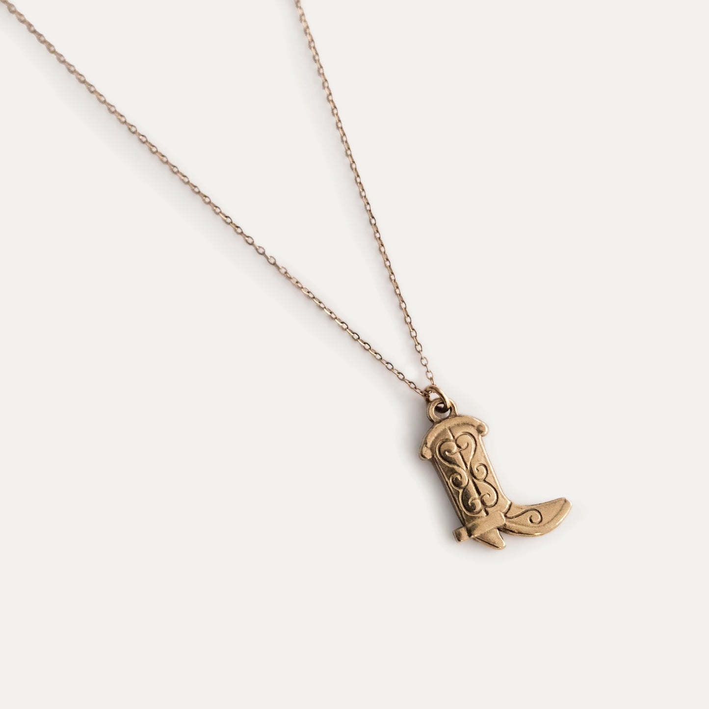 Cowboy Boot Pendant Necklace Gold