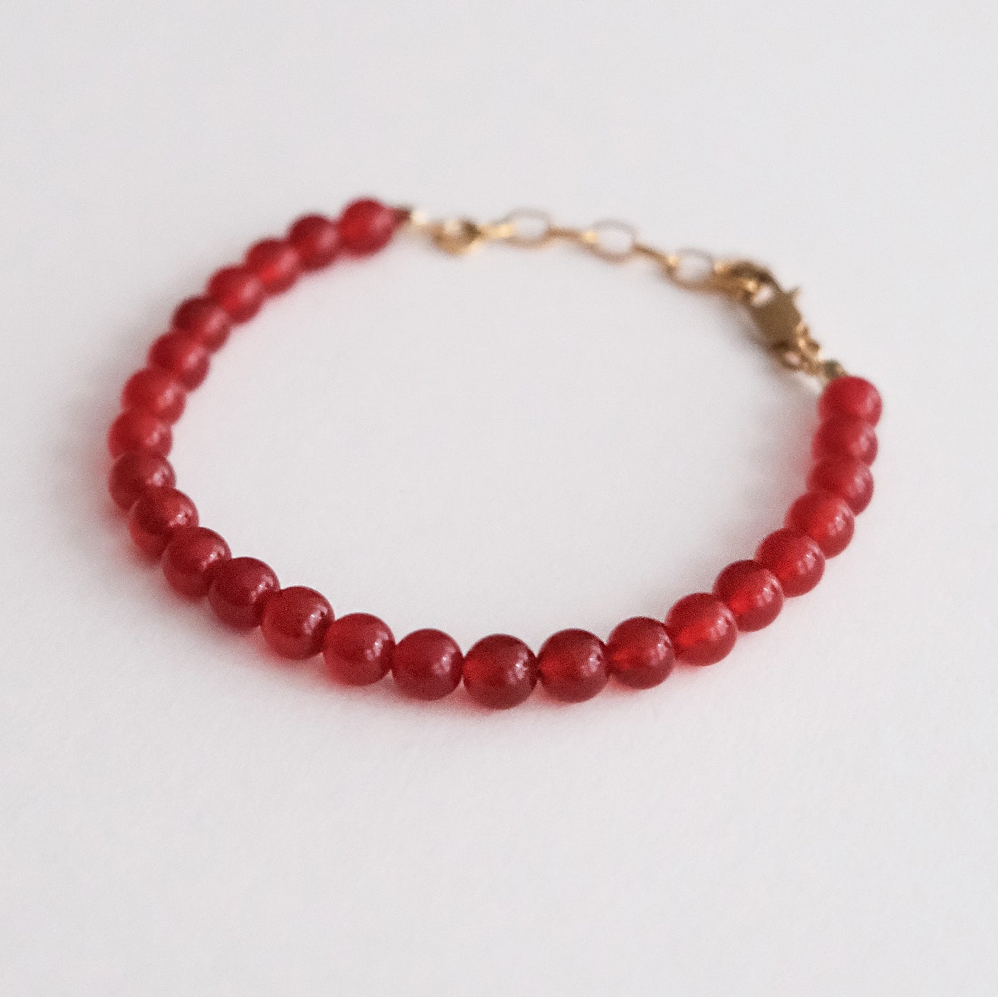 Red Jade Beaded Bracelet Red/Gold