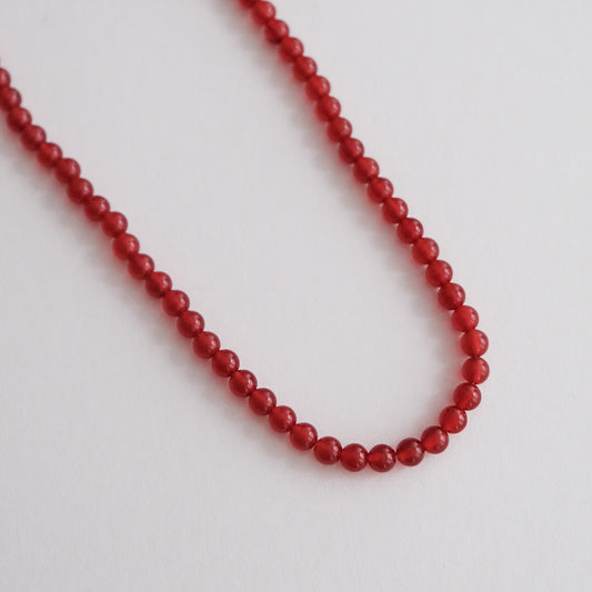 Red Jade Beaded Necklace Red/Gold