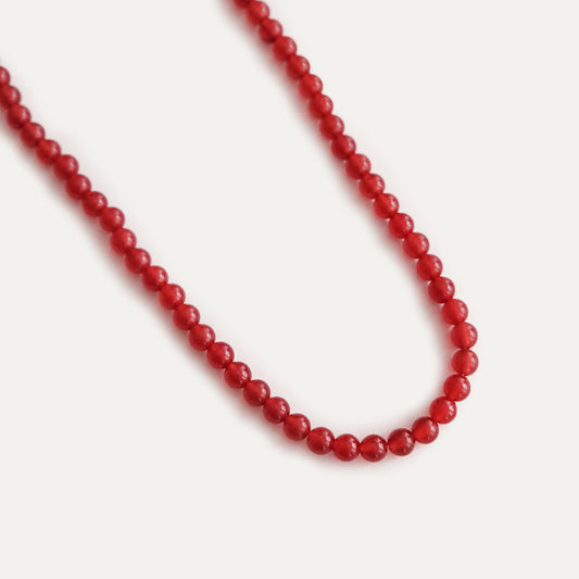 Red Jade Beaded Necklace Red/Gold