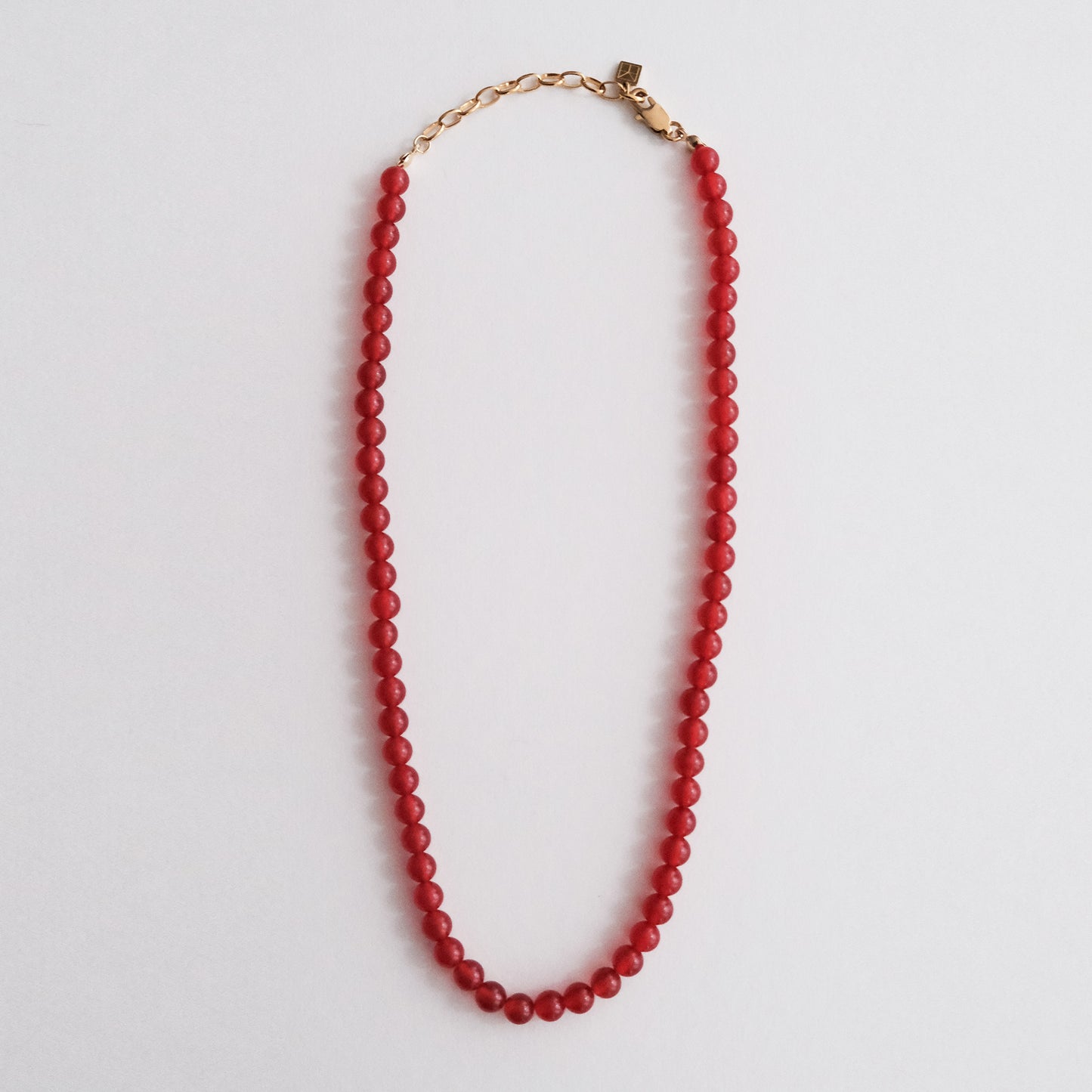 Red Jade Beaded Necklace Red/Gold