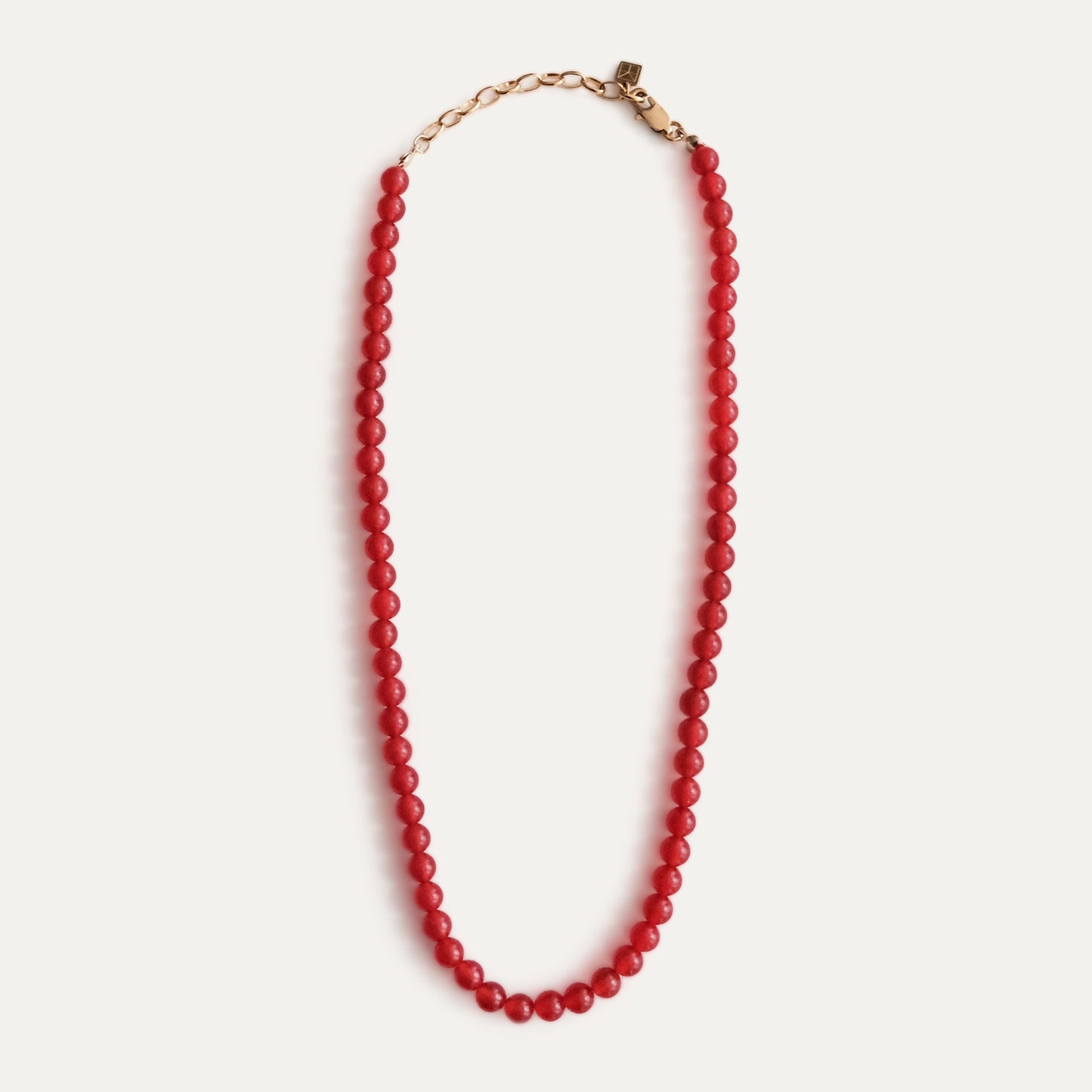 Red Jade Beaded Necklace Red/Gold