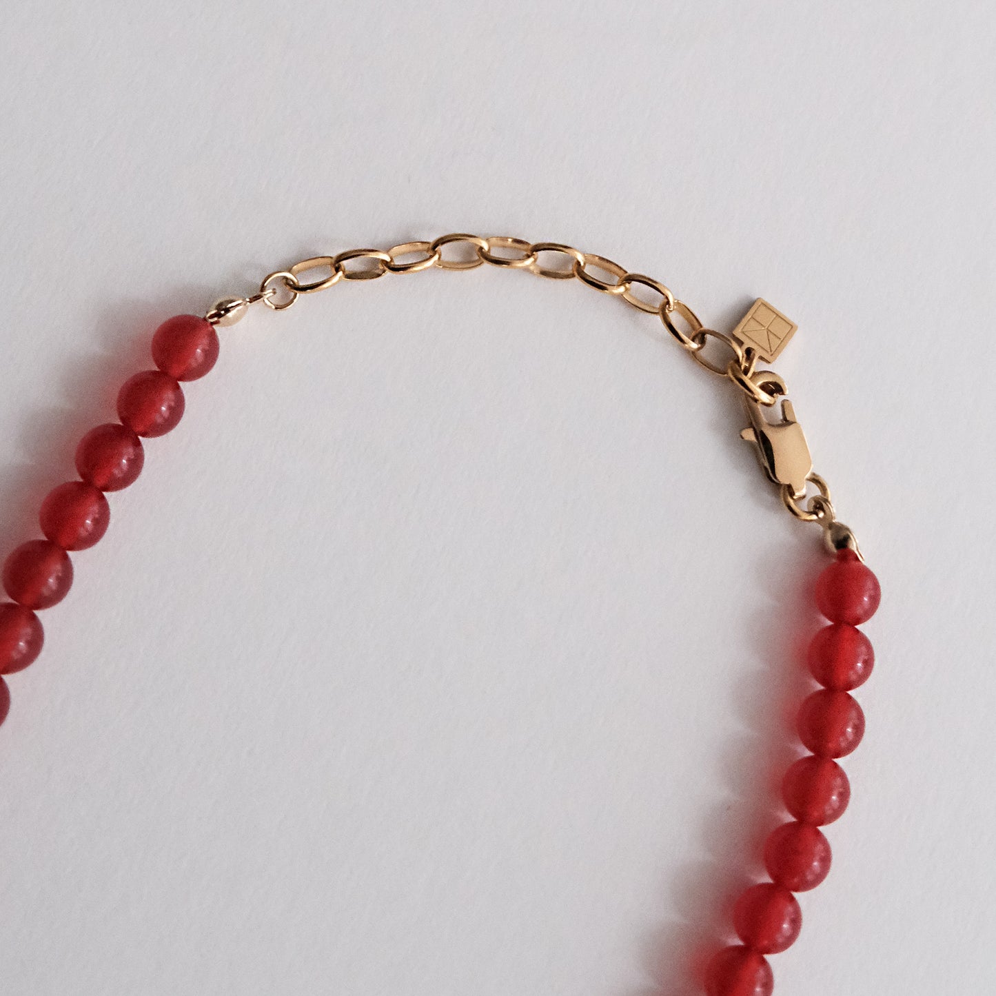 Red Jade Beaded Necklace Red/Gold