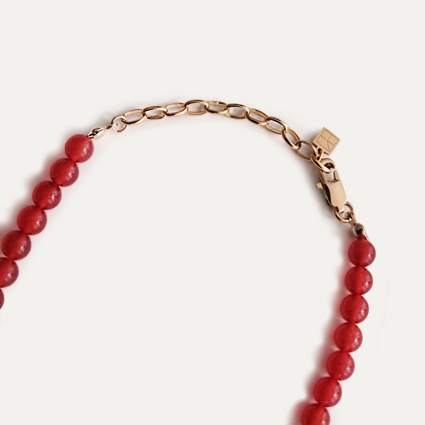 Red Jade Beaded Necklace Red/Gold