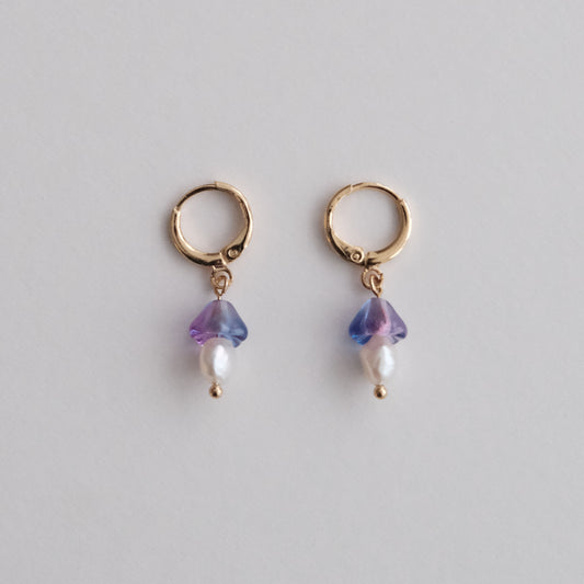 Pearl Mushroom Hoops Purple/Gold