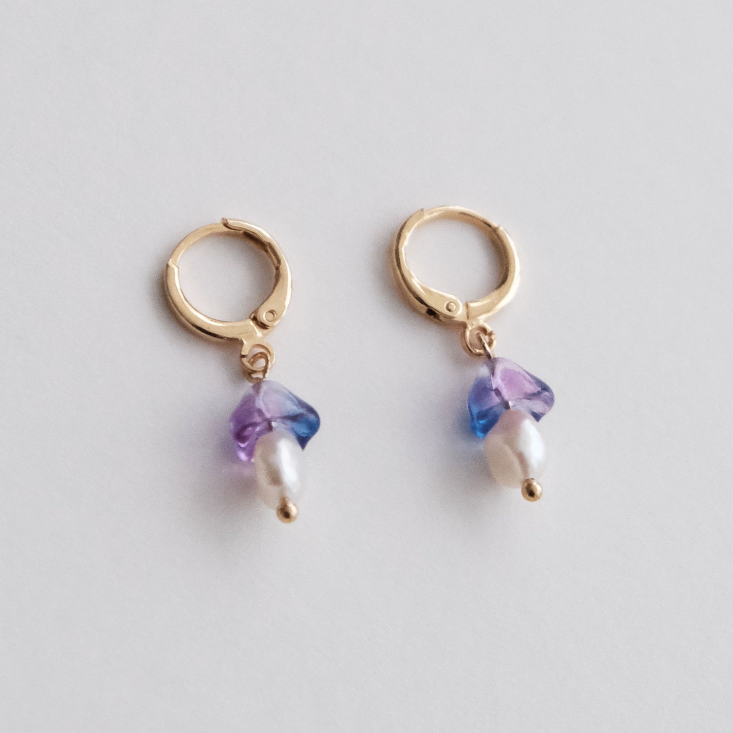 Pearl Mushroom Hoops Purple/Gold