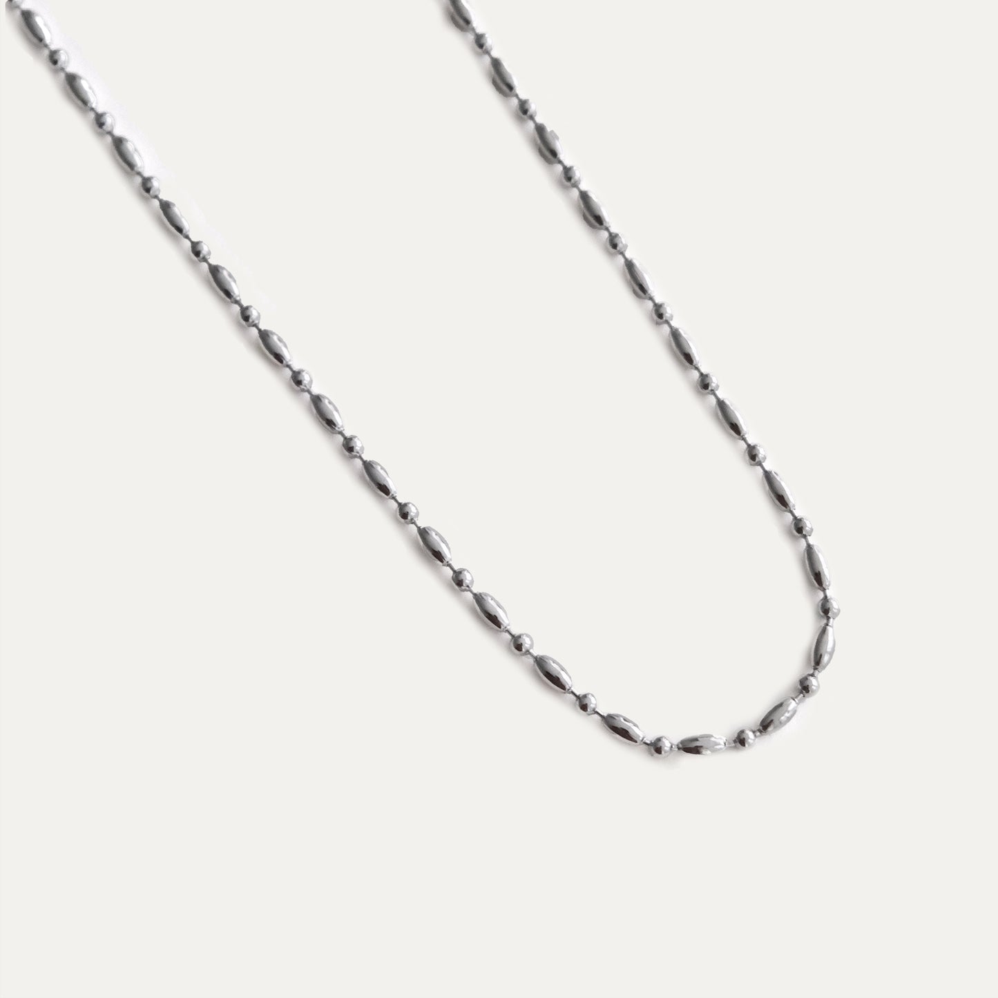 Puffy Ball Chain Necklace Silver