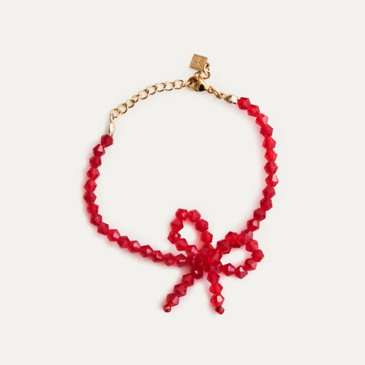 Crystal Bow Bracelet Red/Gold