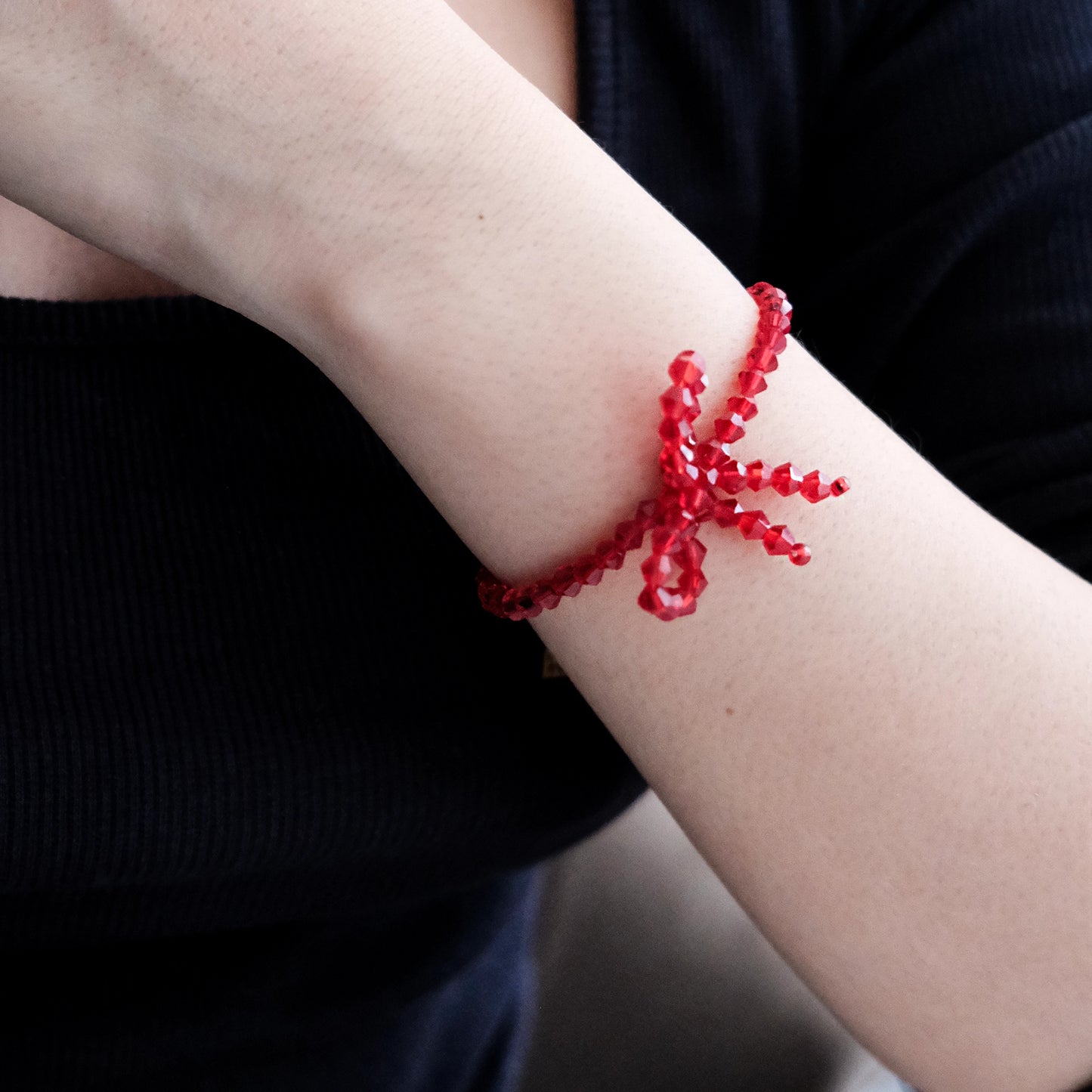 Crystal Bow Bracelet Red/Gold