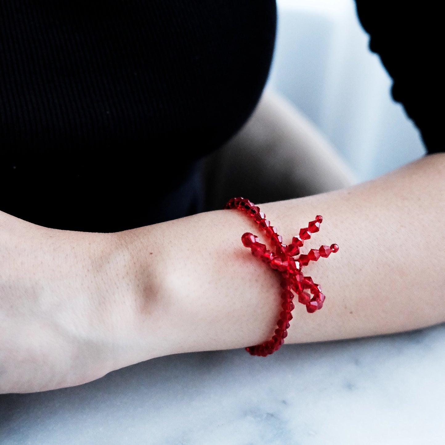 Crystal Bow Bracelet Red/Gold