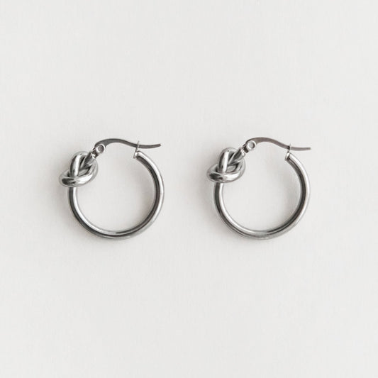 Knot Hoop Earrings Silver - HYE STUDIO