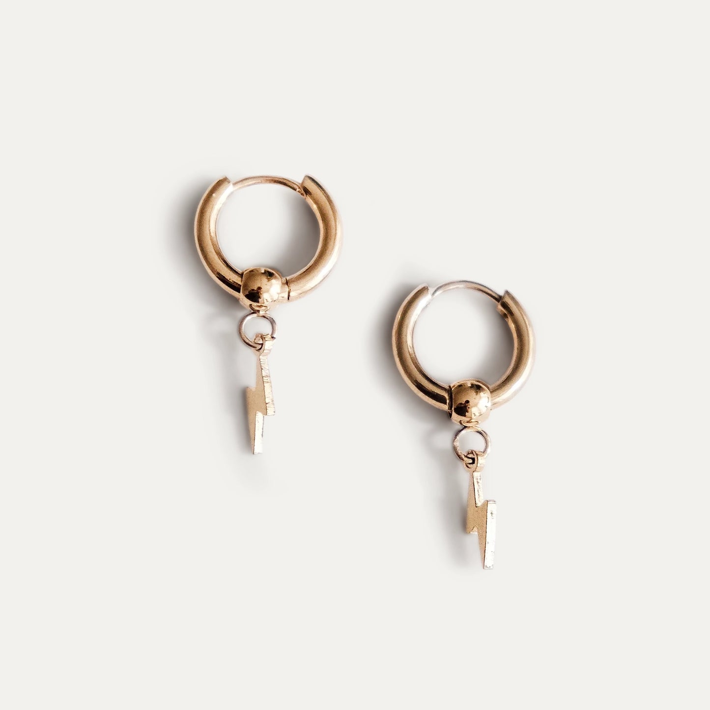 Lightning Bolt Hoop Earrings Gold