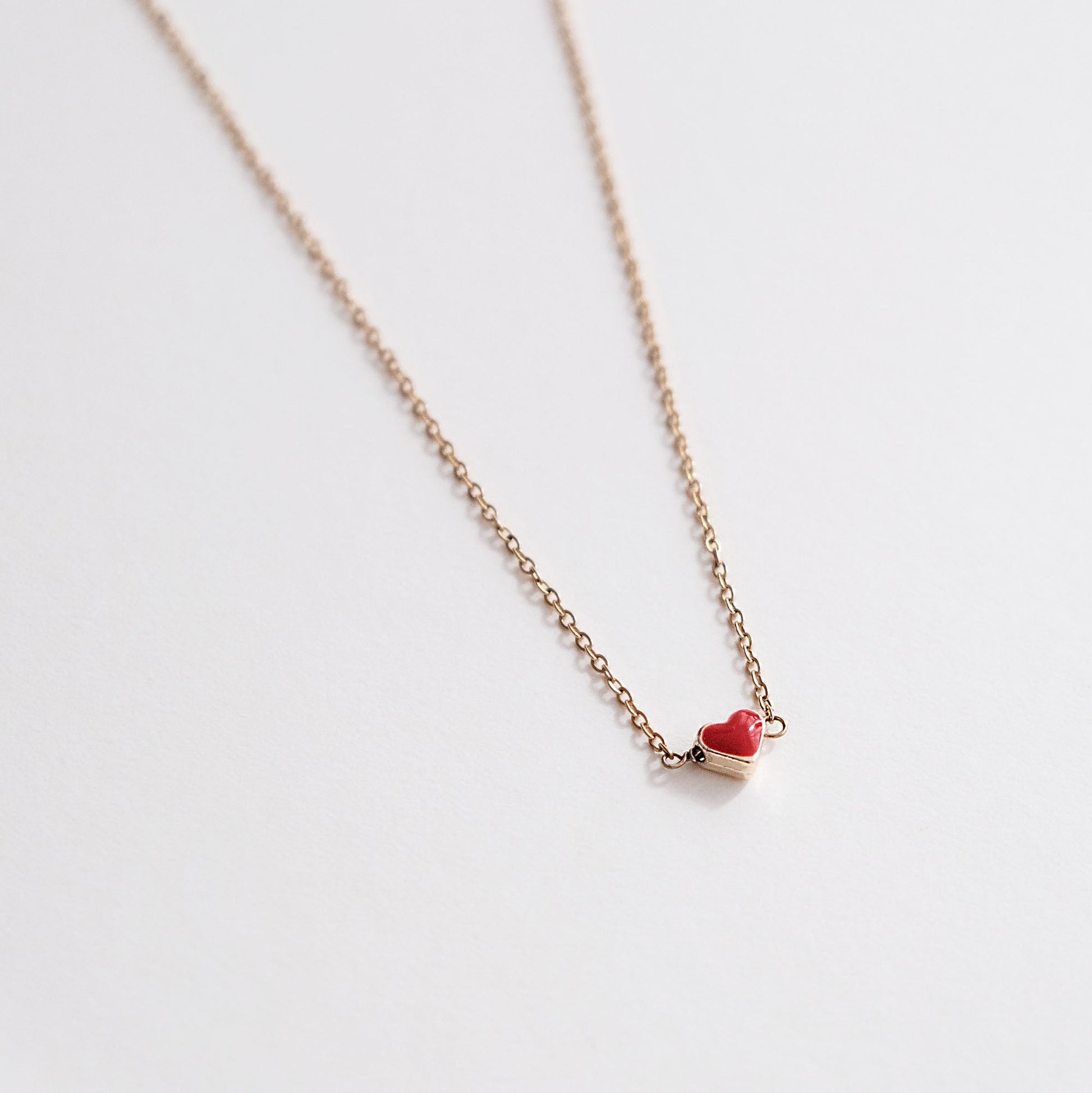 Red Heart Necklace Gold - HYE STUDIO