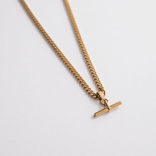 T-Bar Cuban Chain Necklace Gold - HYE STUDIO