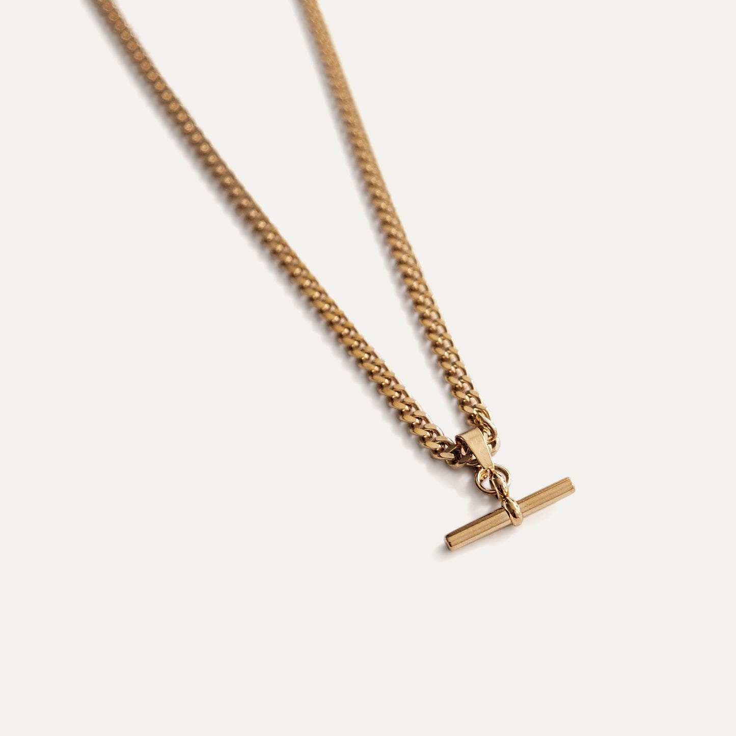 T-Bar Cuban Chain Necklace Gold