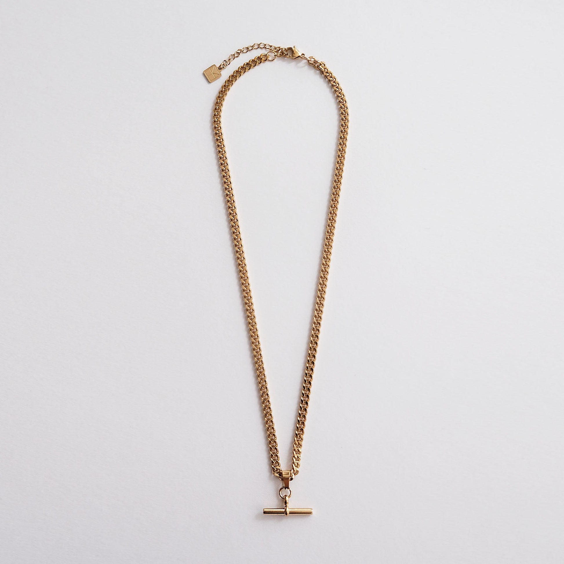 T-Bar Cuban Chain Necklace Gold - HYE STUDIO